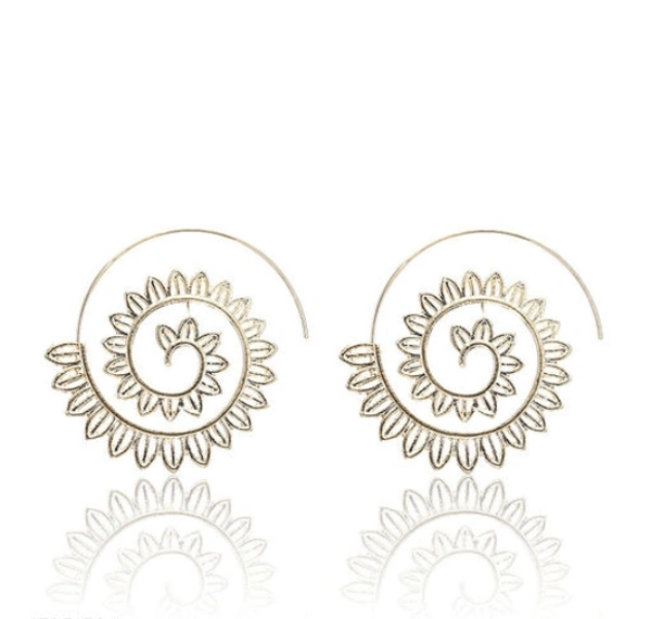 Arzonai European and American  Original Geometric  Hoop Earrings Jwelery Swirl Petals Minimalist Earrings  Women -  Free Size, Alloy,  Pack of1